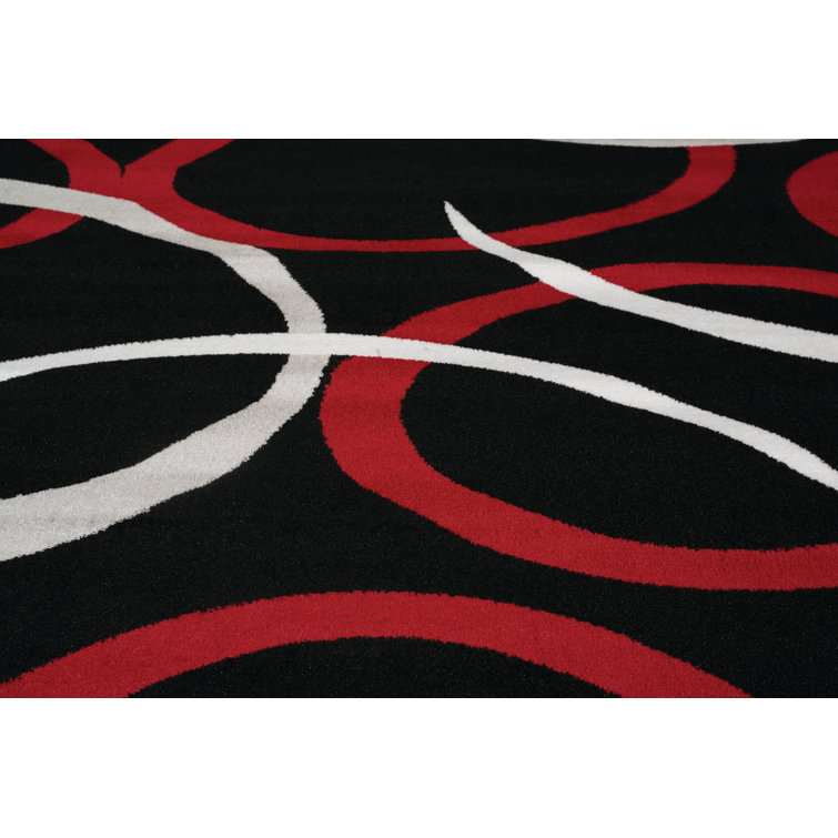 Orren Ellis Gluck Black/Red/Gray Rug & Reviews Wayfair